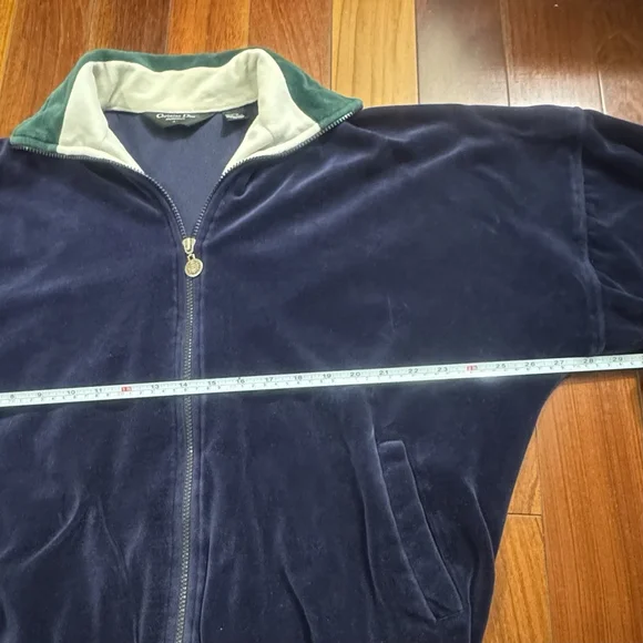 Vtg Christian Dior Monsieur Velour Track Jacket Size:L Navy Blue Logo Zip Retro